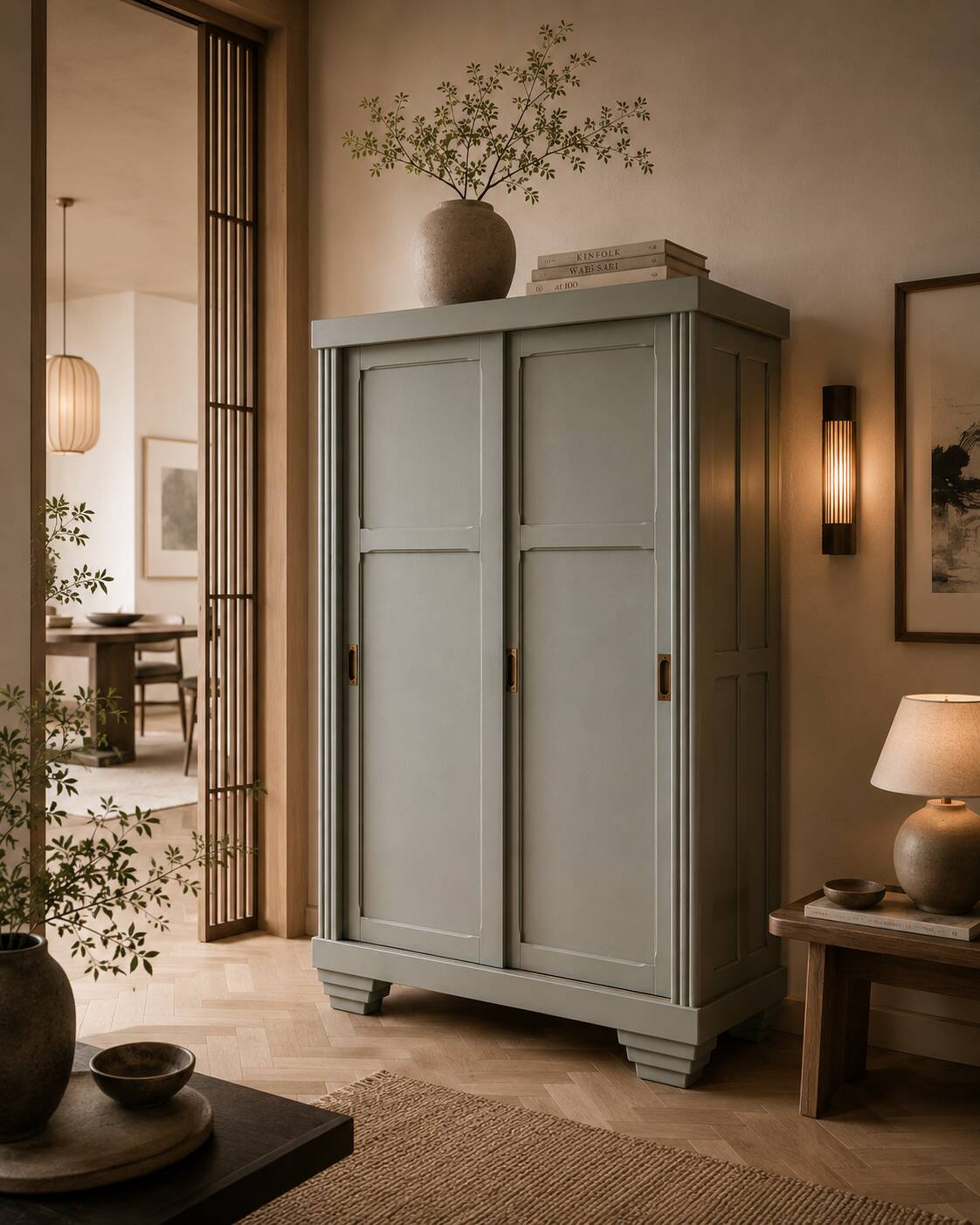 Parisian Art Deco wardrobe with sliding doors.