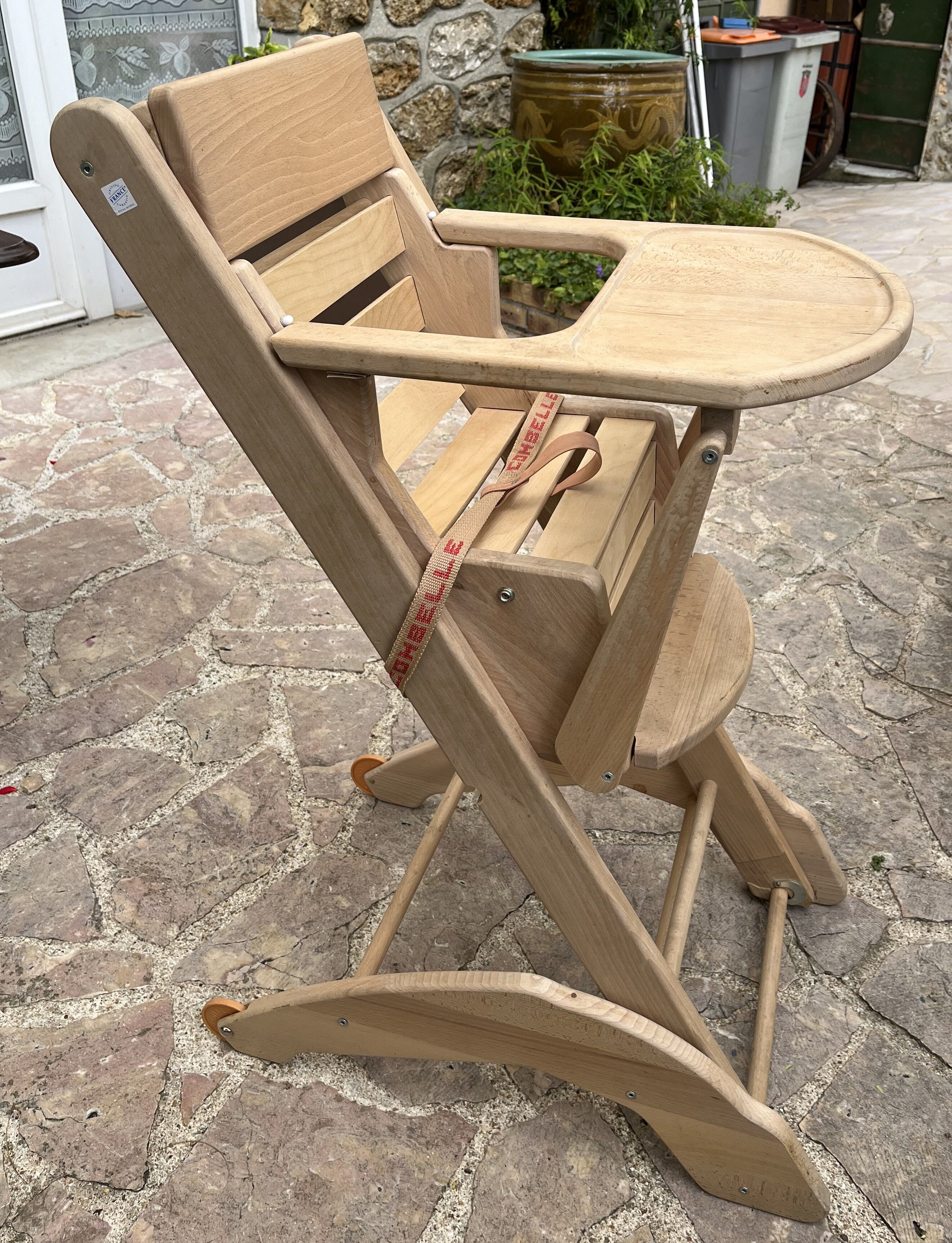 Wooden high baby chair