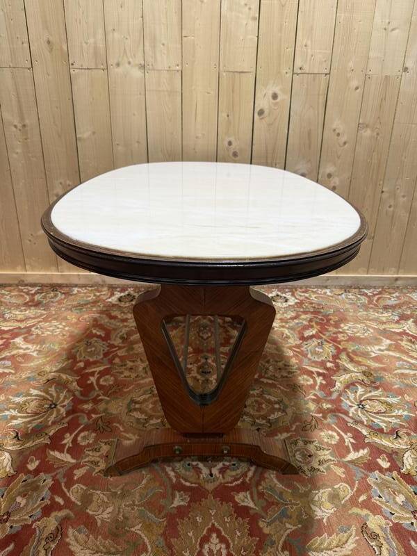 Table à manger ovale en marbre et palissandre