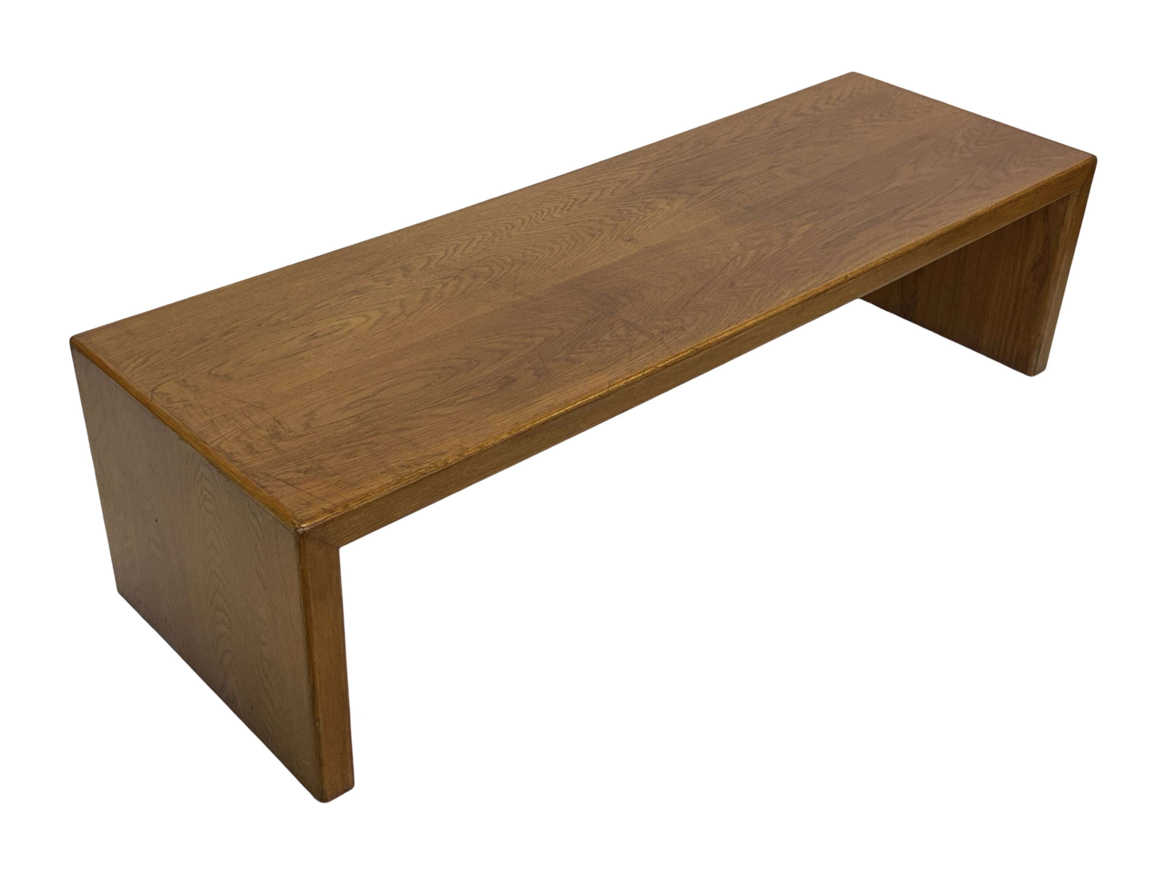 Minimalist vintage teak wood small solid bench