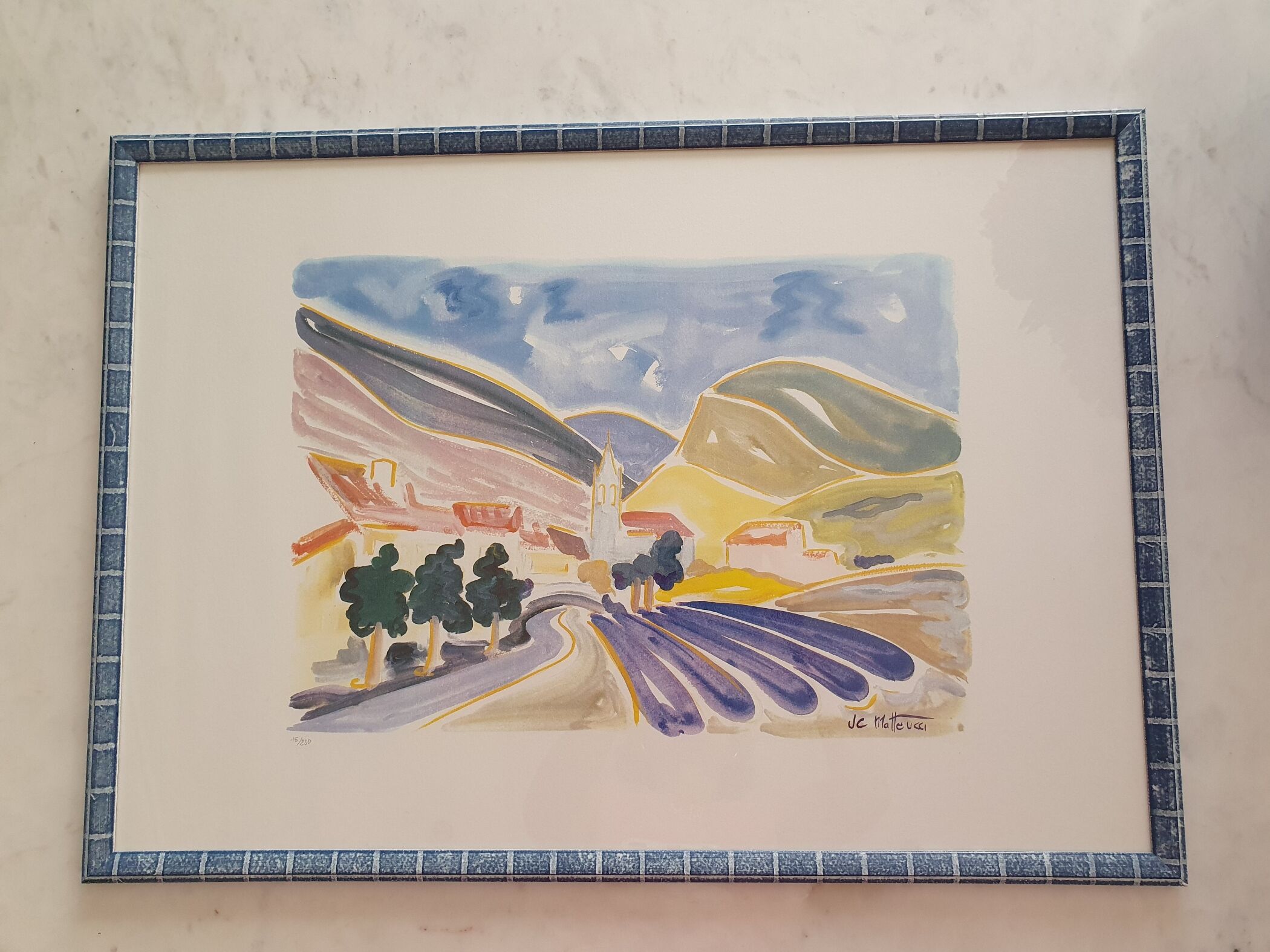 Engraving colorful landscape jc mateucci