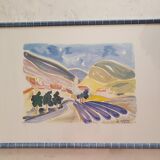 Gravure paysage coloré jc mateucci