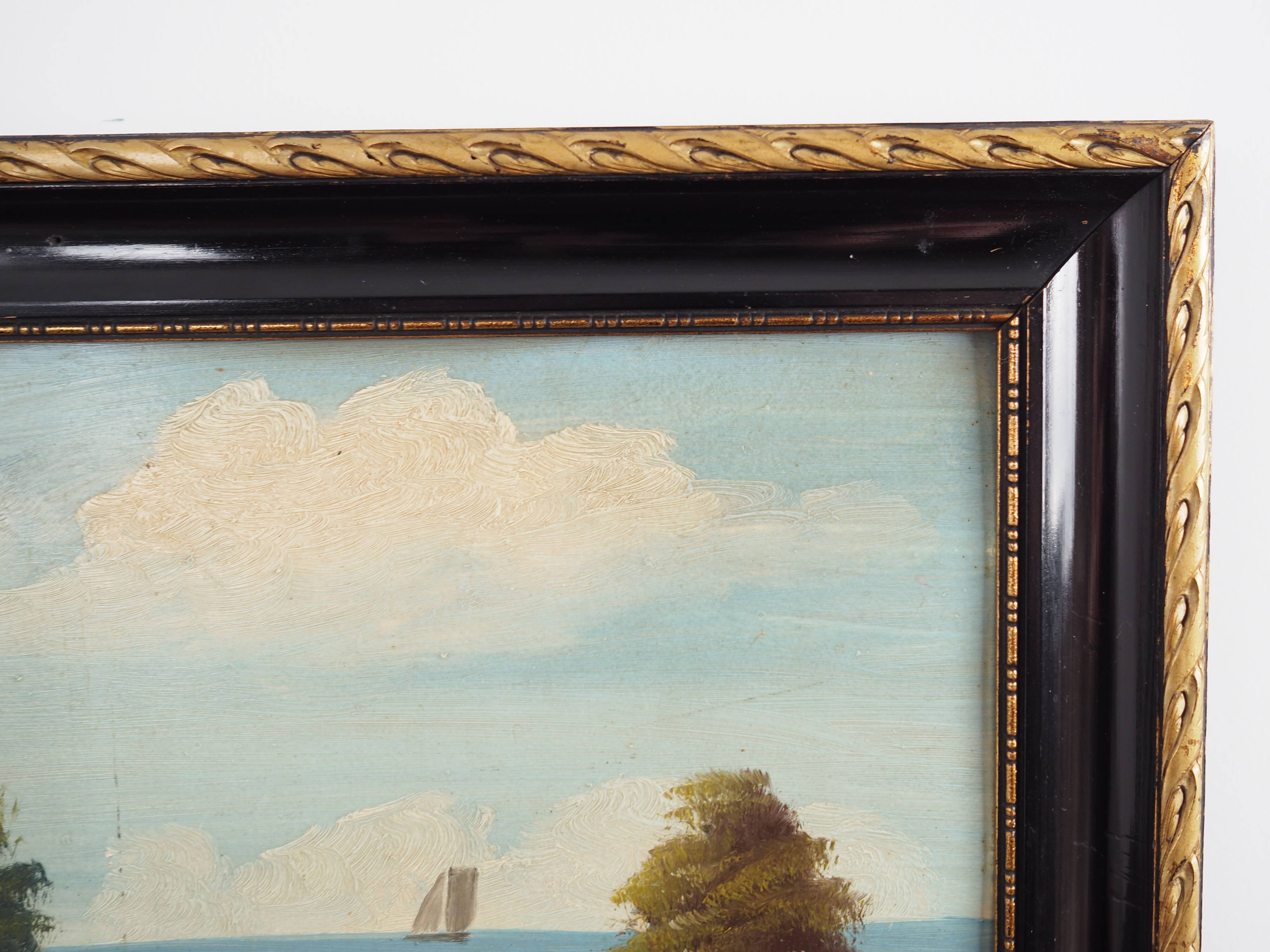 Painting „The Hut by the Sea”, Scandinavian design, 1970s