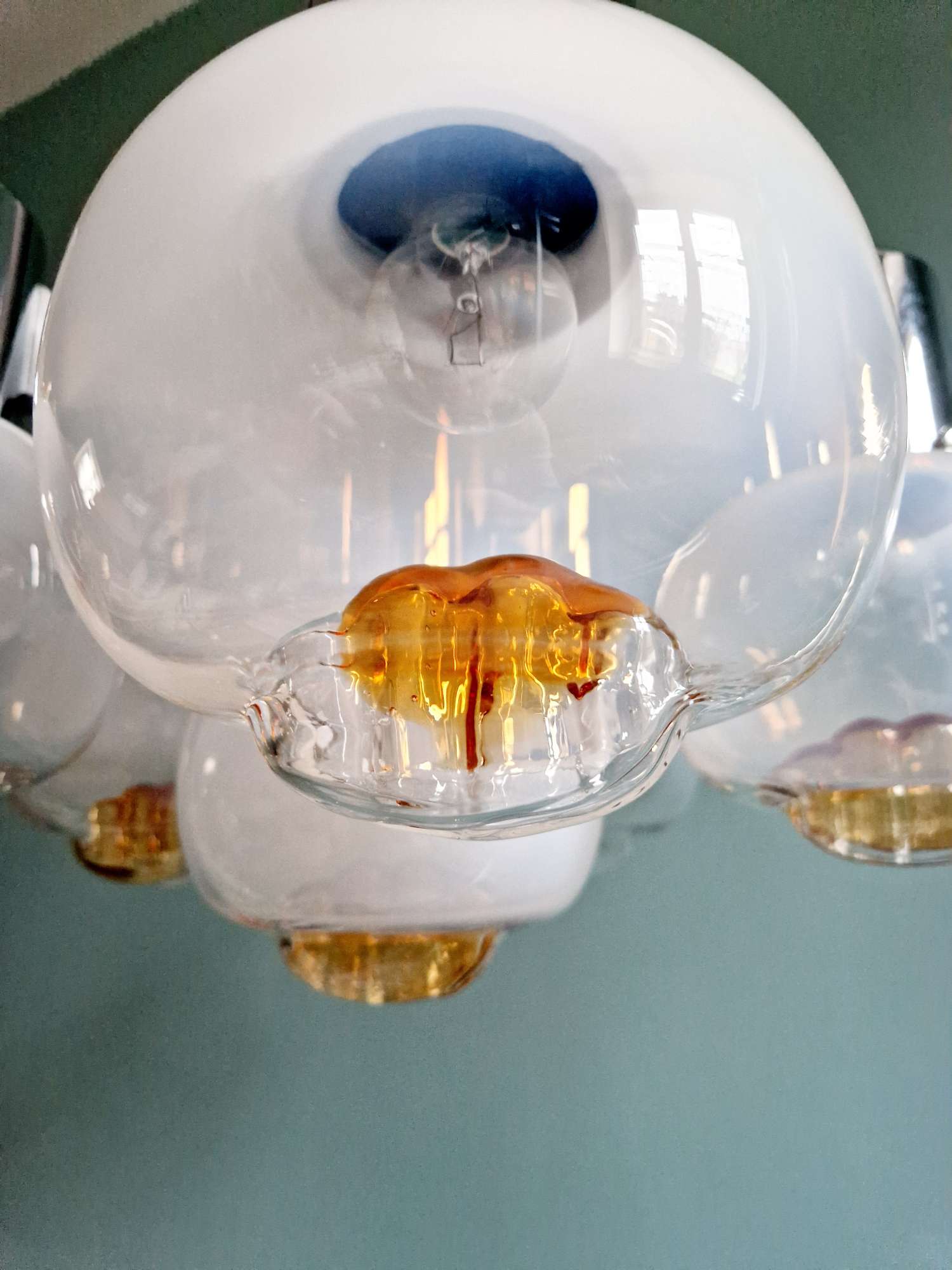 Lustre Mazzega en verre de Murano et métal chromé, années 70