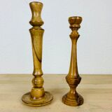 Pair of wooden candle holders