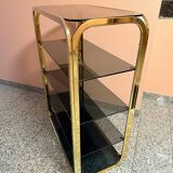 Vintage shelf in brass and smoked glass – Italian work, circa 1970.