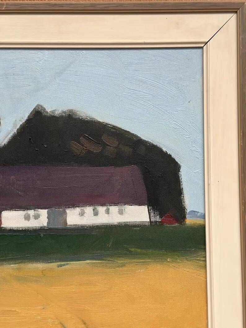 Original Swedish Oil on Canvas – "Farm" by Eric Julius – Signed – Vintage & Framed – 61 × 53 cm (24" × 20.9")