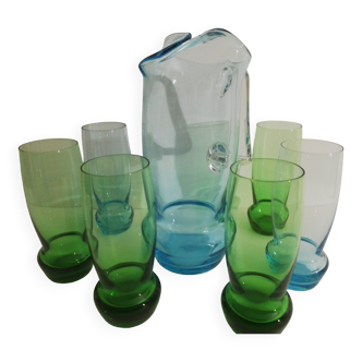 Service 1 pichet 6 verres design vintage