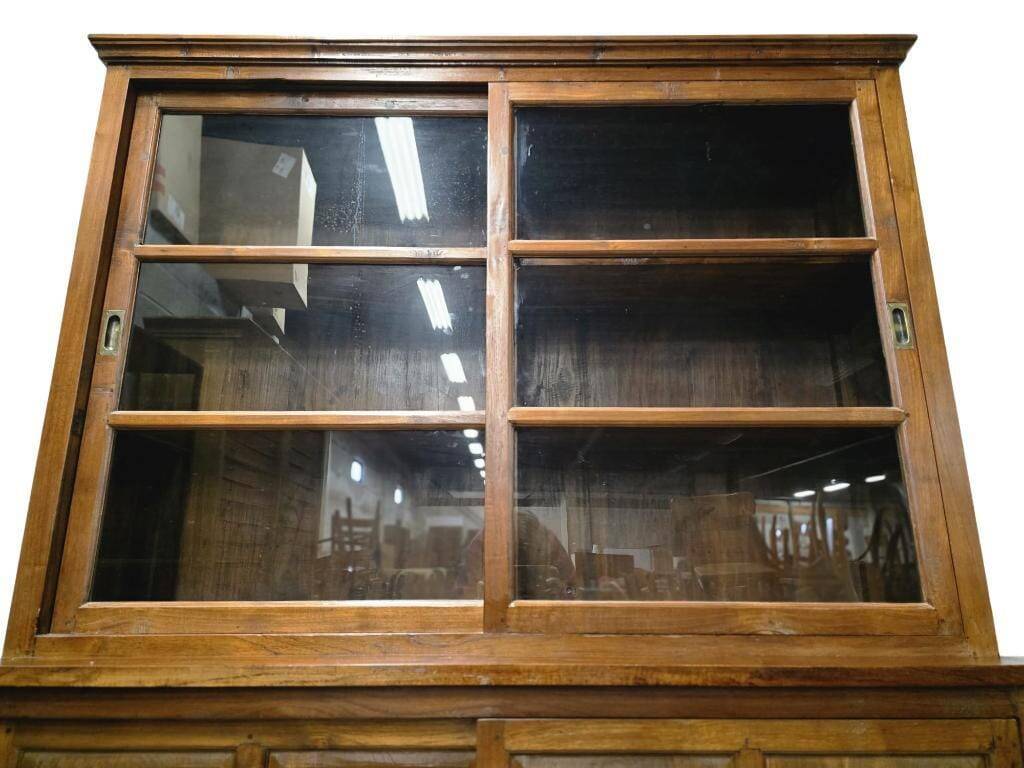 Armoire, vaisselier vitré vintage en bois