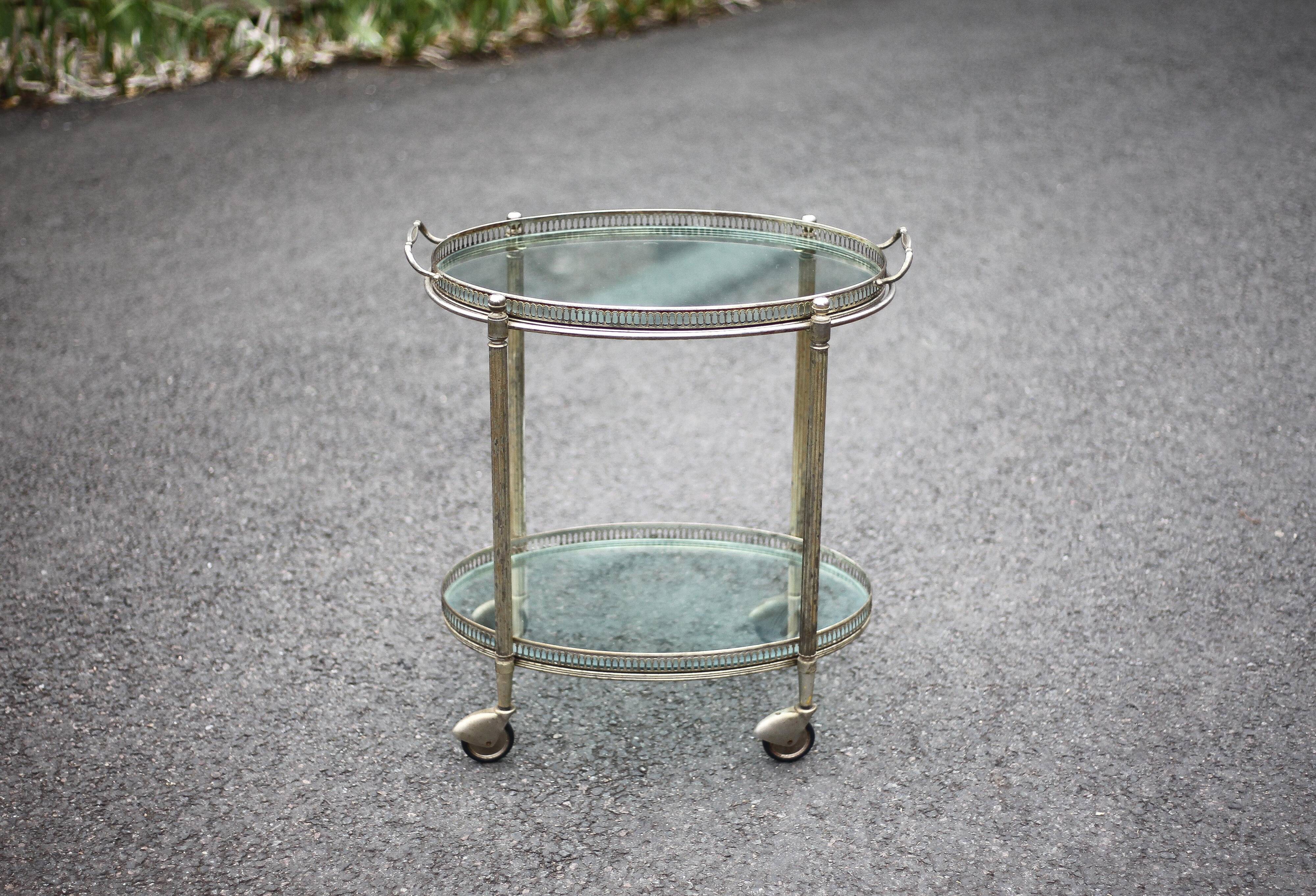 Vintage serving trolley, living room furniture, oval serving trolley, occasional furniture, shelf, bar on wheels