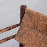 Mid-century rush oak french armchair