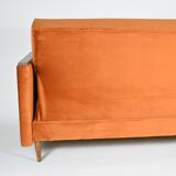 Original foldable couch, russet velvet, restored, 1960s