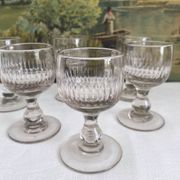 6 verres anciens à côtes creuses, fin 19ème