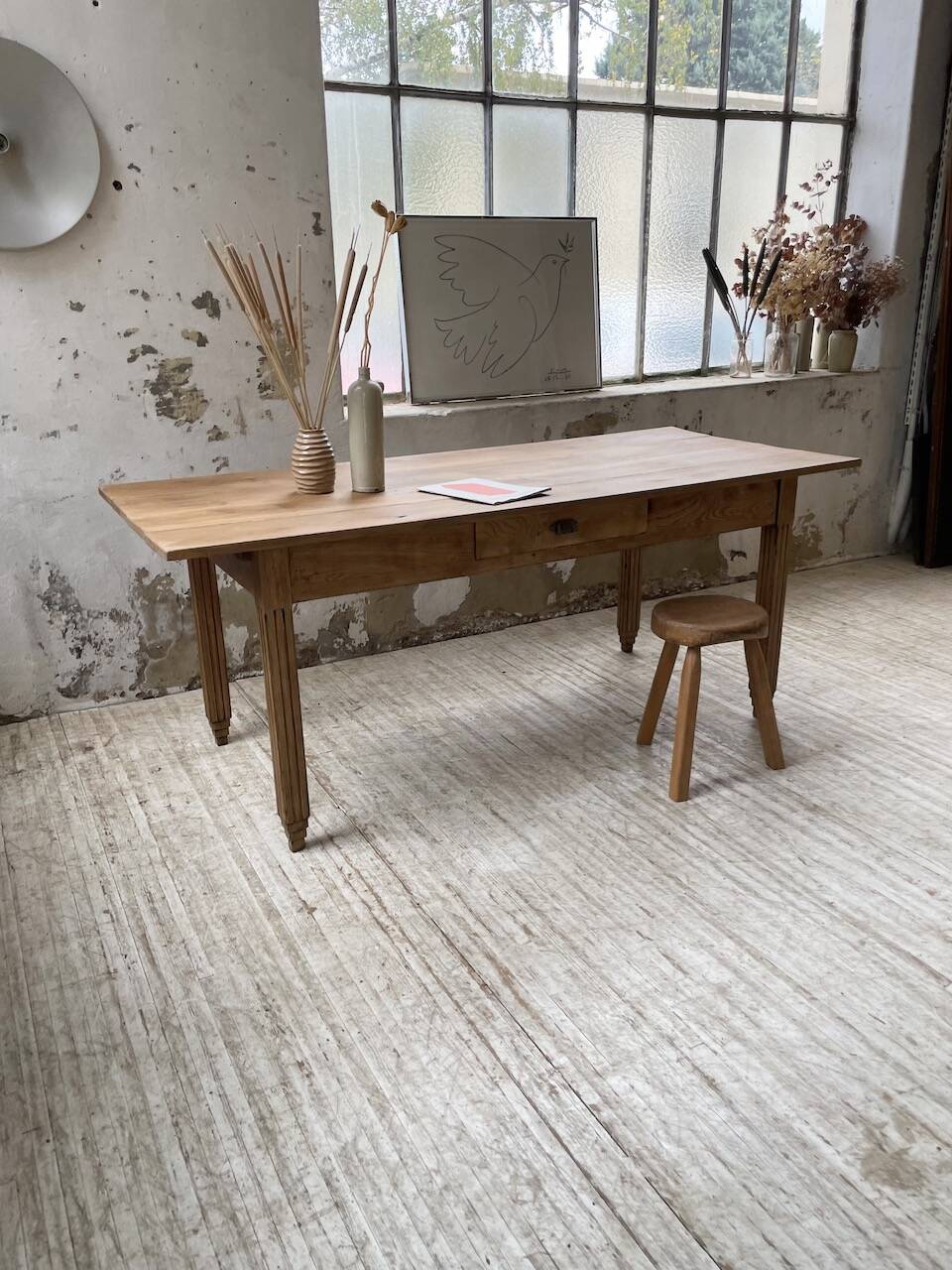 1950s oak butcher's farm table