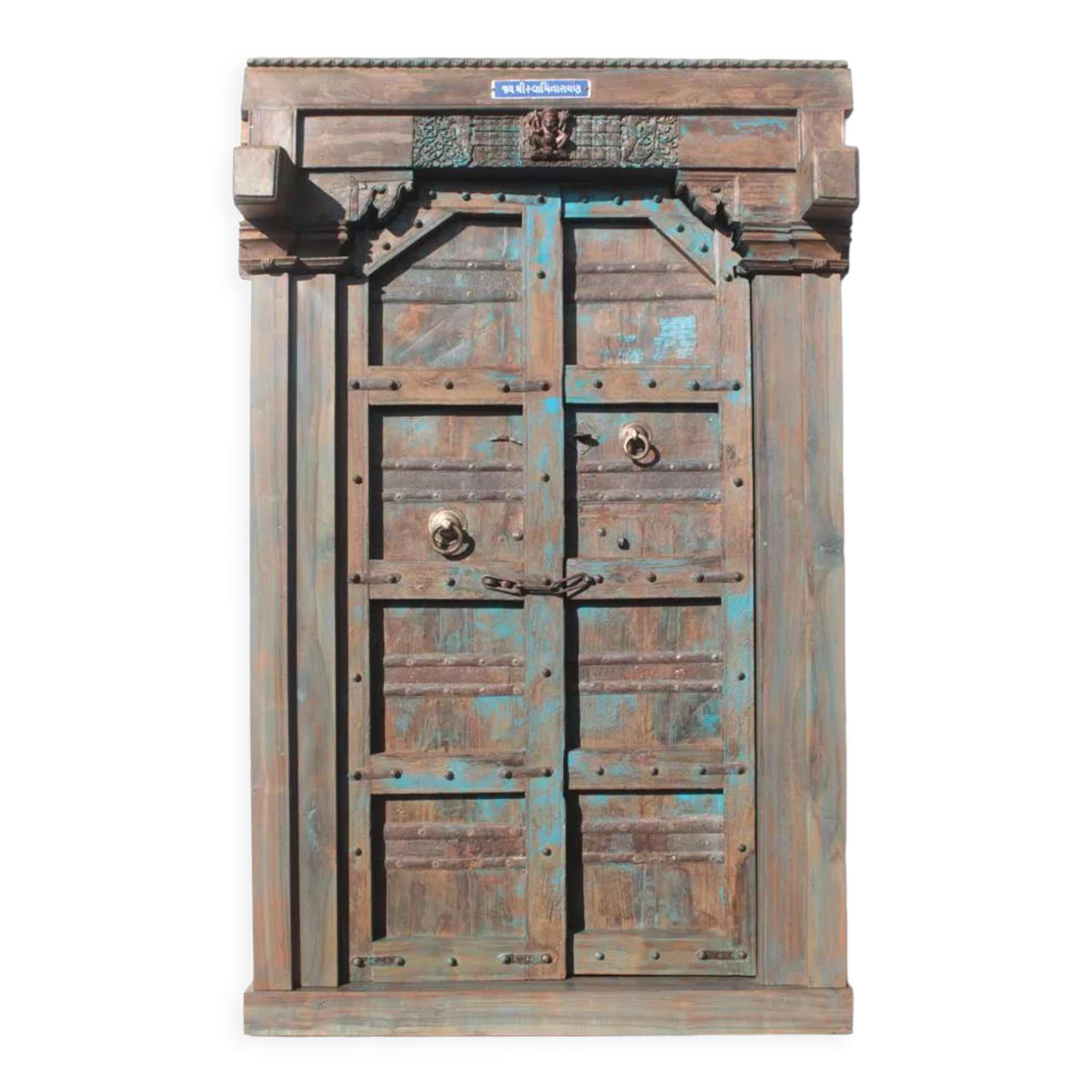 Indian door in old teak piece and patina of origin