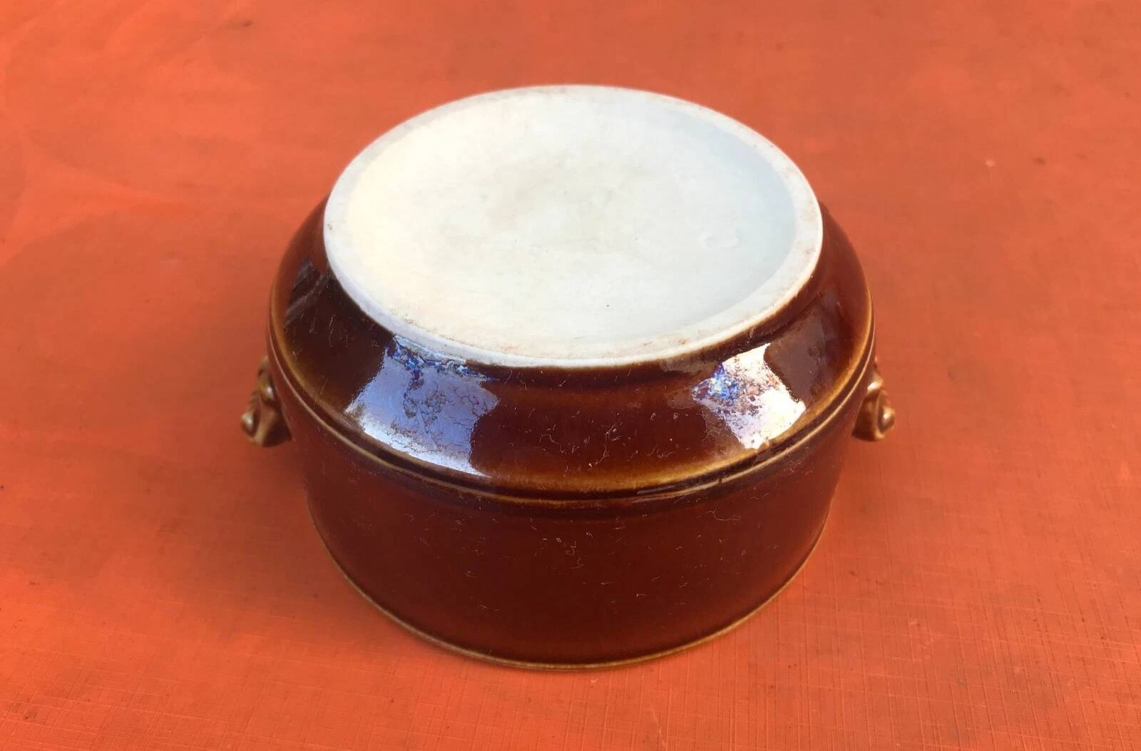 Antique brown glazed ceramic terrine