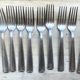 10 silver metal forks