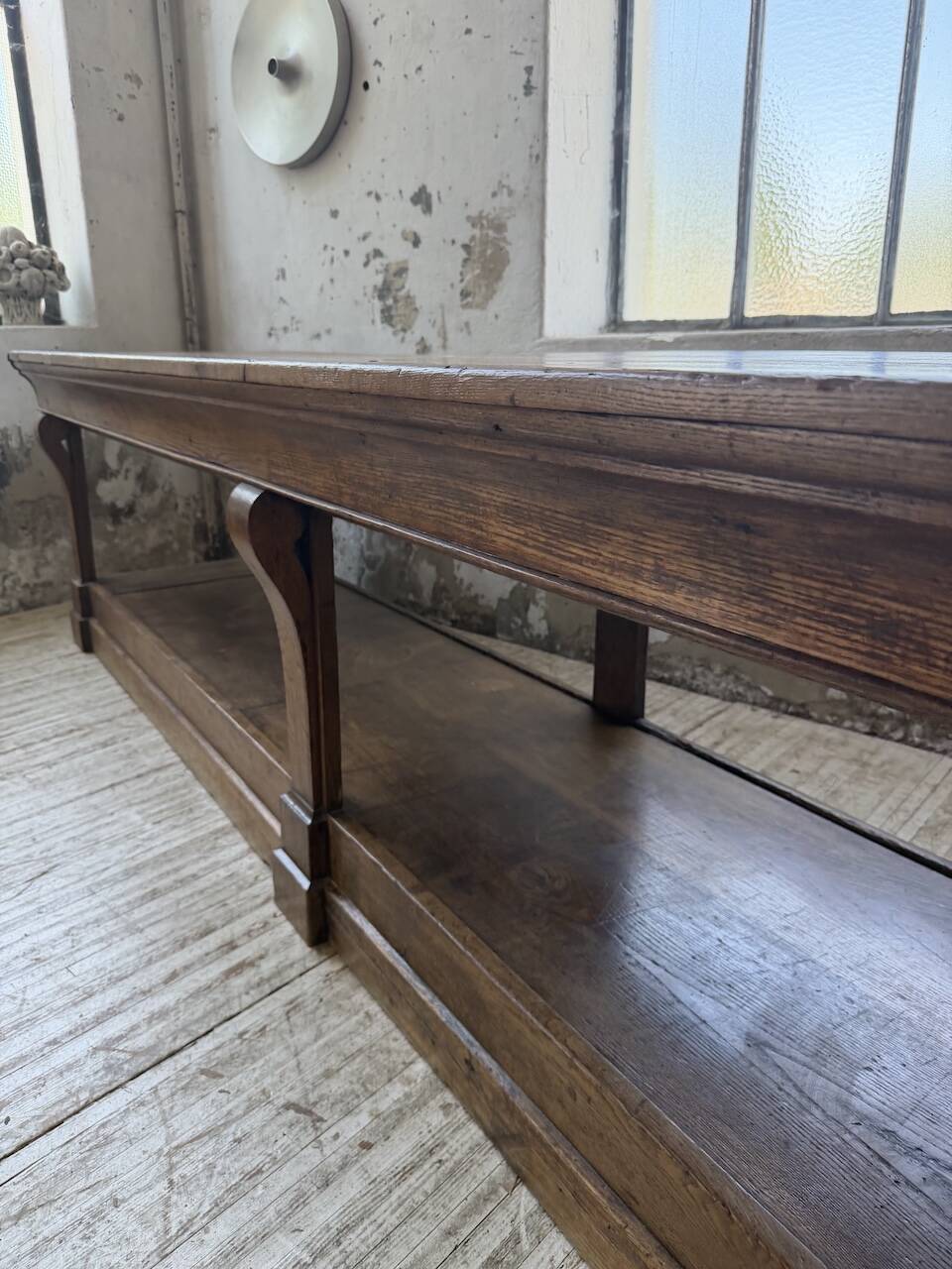 Table de gantier drapière 1900 chêne massif 330cm XL