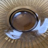 Old Verrex smoked glass fruit bowl, with a radius decoration cut into the glass