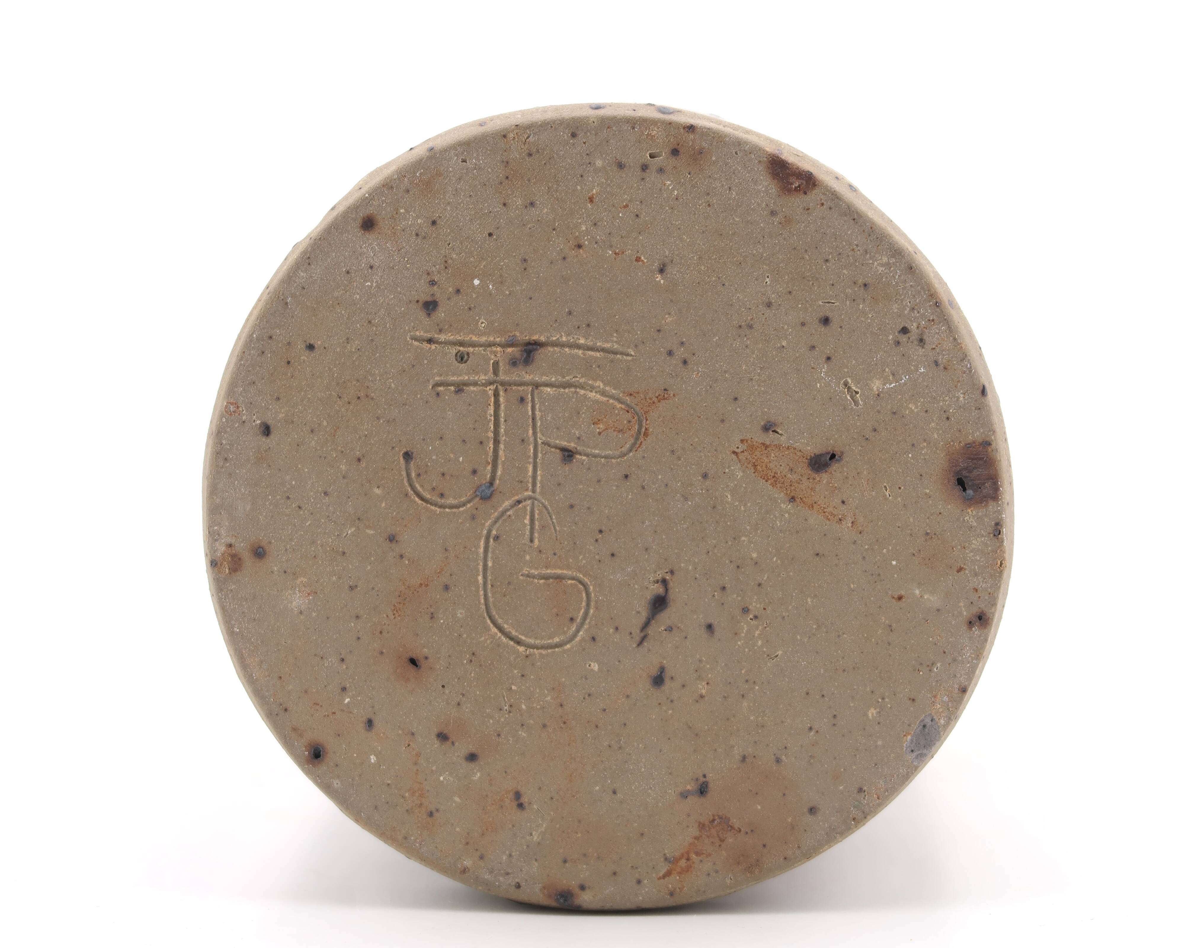 Signed stoneware lantern candle holder, 1960s