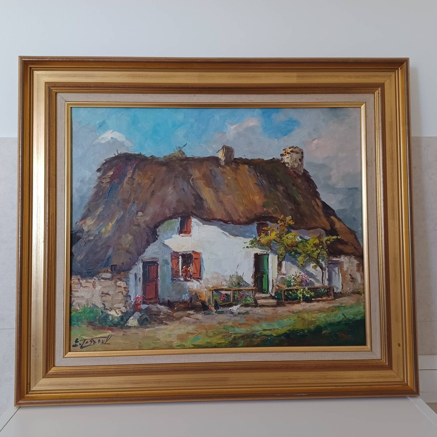 Oil painting on canvas "thatched cottage"