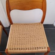 4 Scandinavian chairs by Niels Otto Møller, Danish design, 1950s, wood and rope