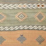 Light Green Striped Vintage Kilim Runner Rug, 63x180Cm