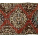 One-of-a-kind turkish handwoven vintage rug - rustic vintage charm 315x 96