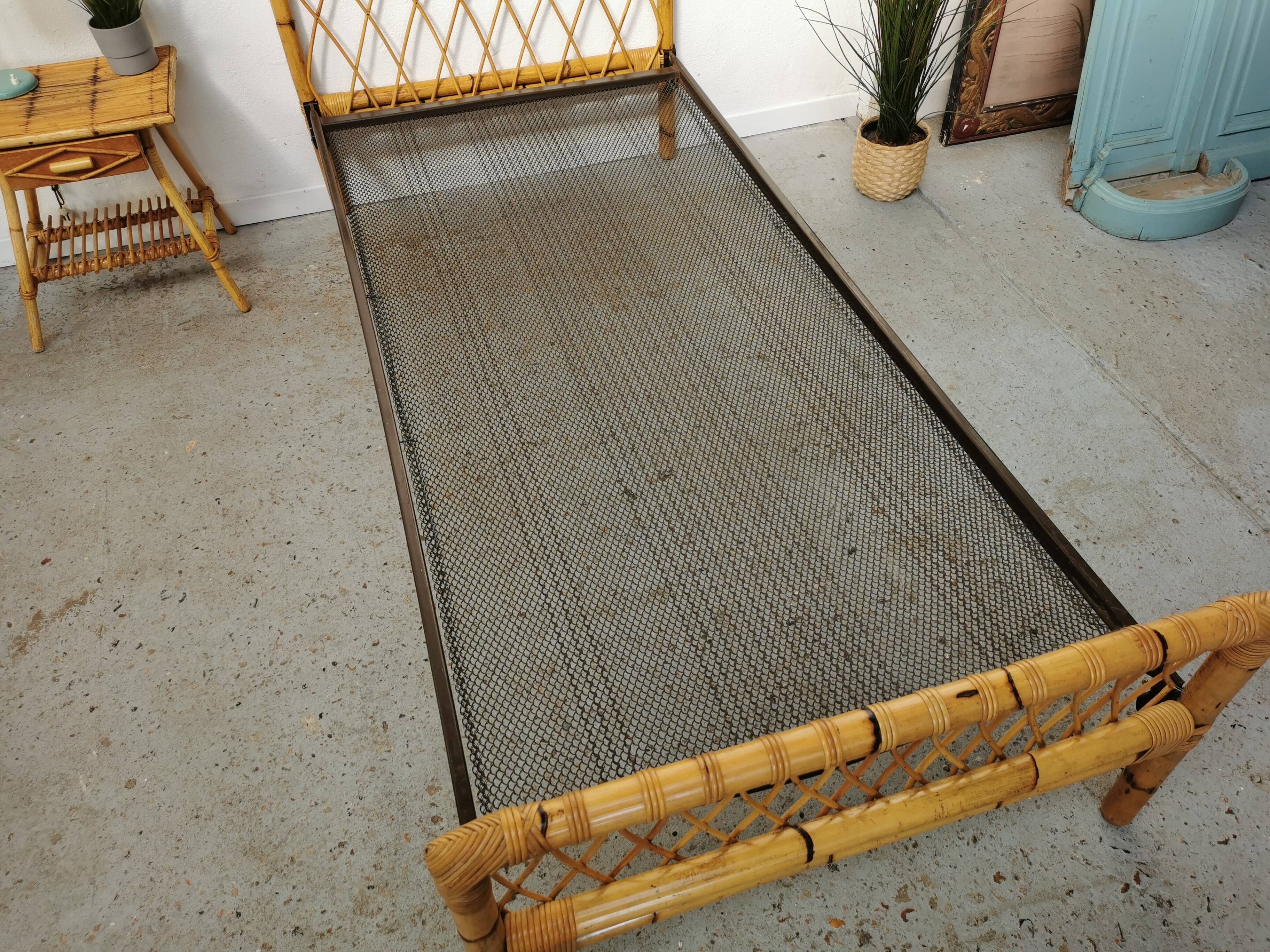 Pair of vintage rattan twin bed