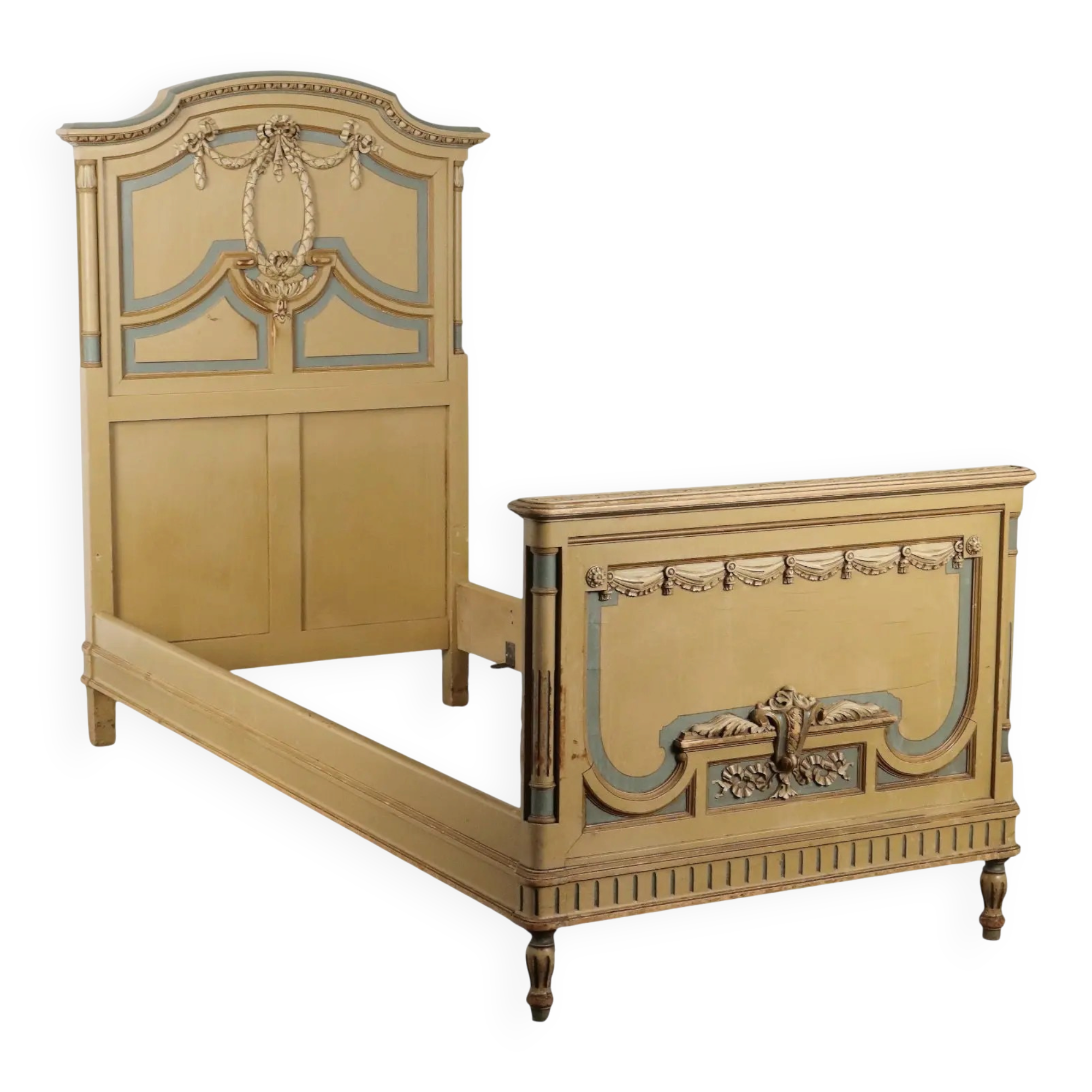 Lit ancien de style néoclassique en hêtre laqué, manufacture Luigi Gatti, XXe siècle