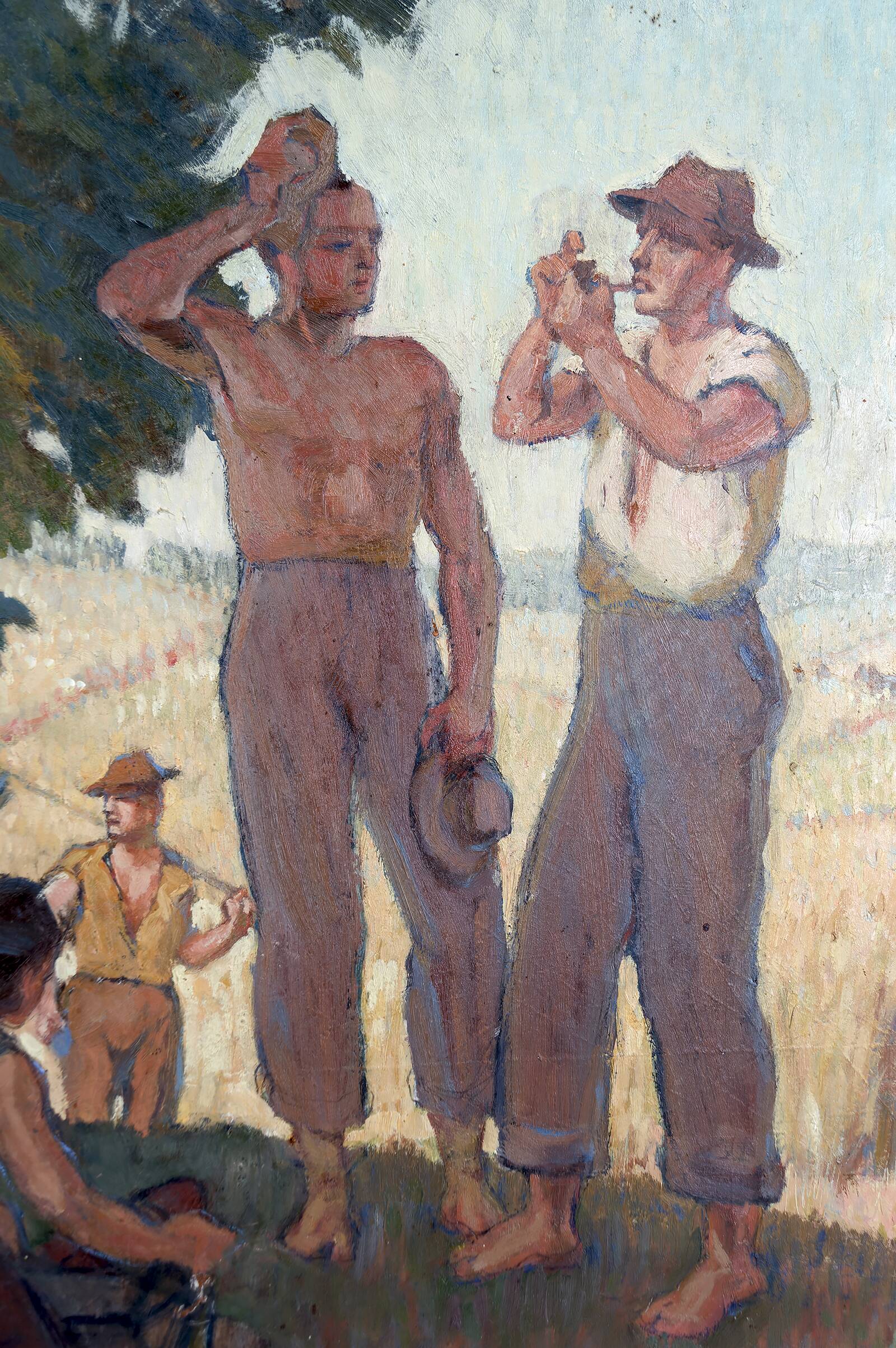 Oil on isorel panel – The Harvesters at Rest c. 1930–1940