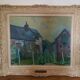 Tableau ancien huile sur toile encadrée maisons