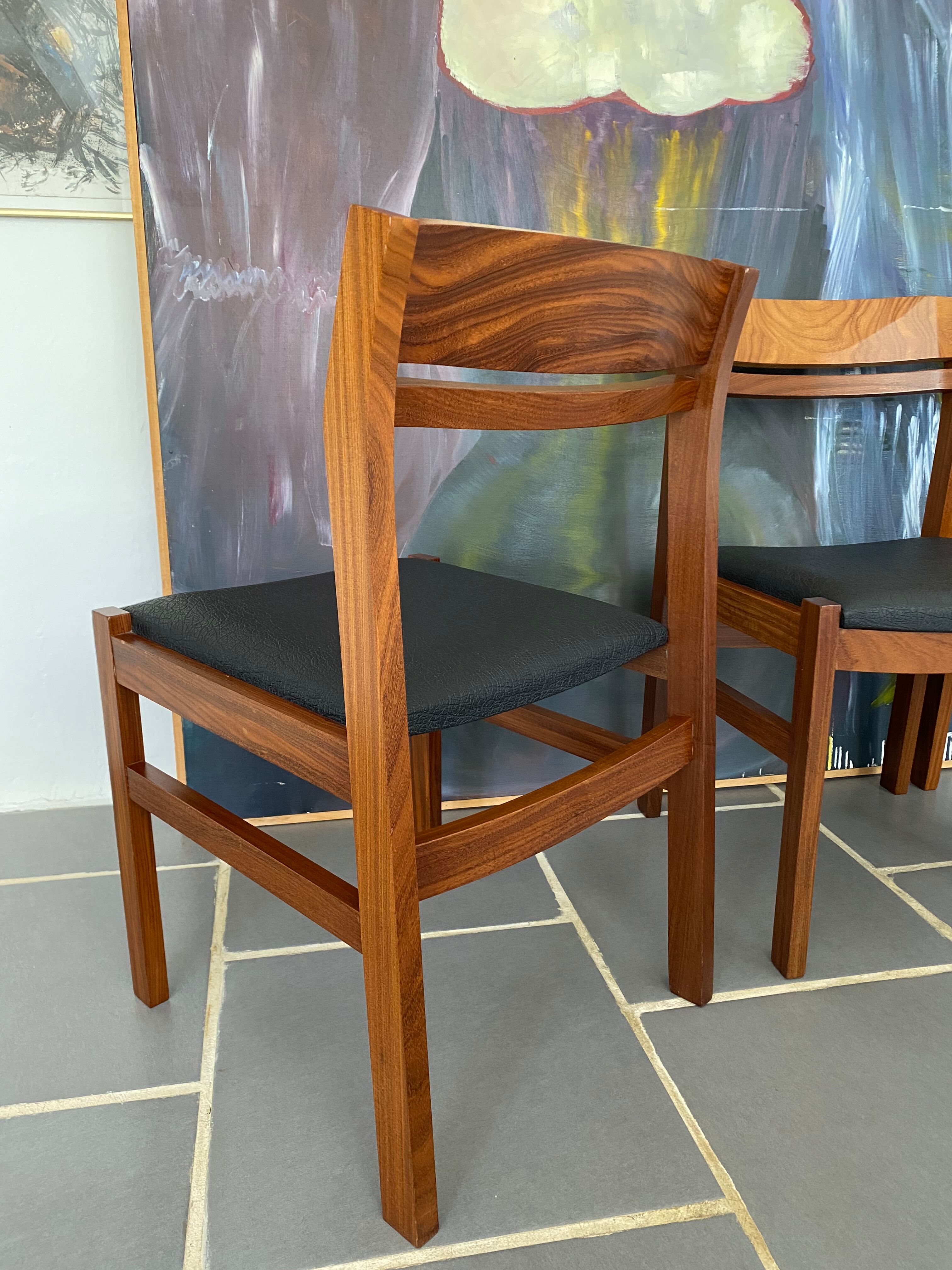 Set 4 Scandinavian teak chairs vintage 60s