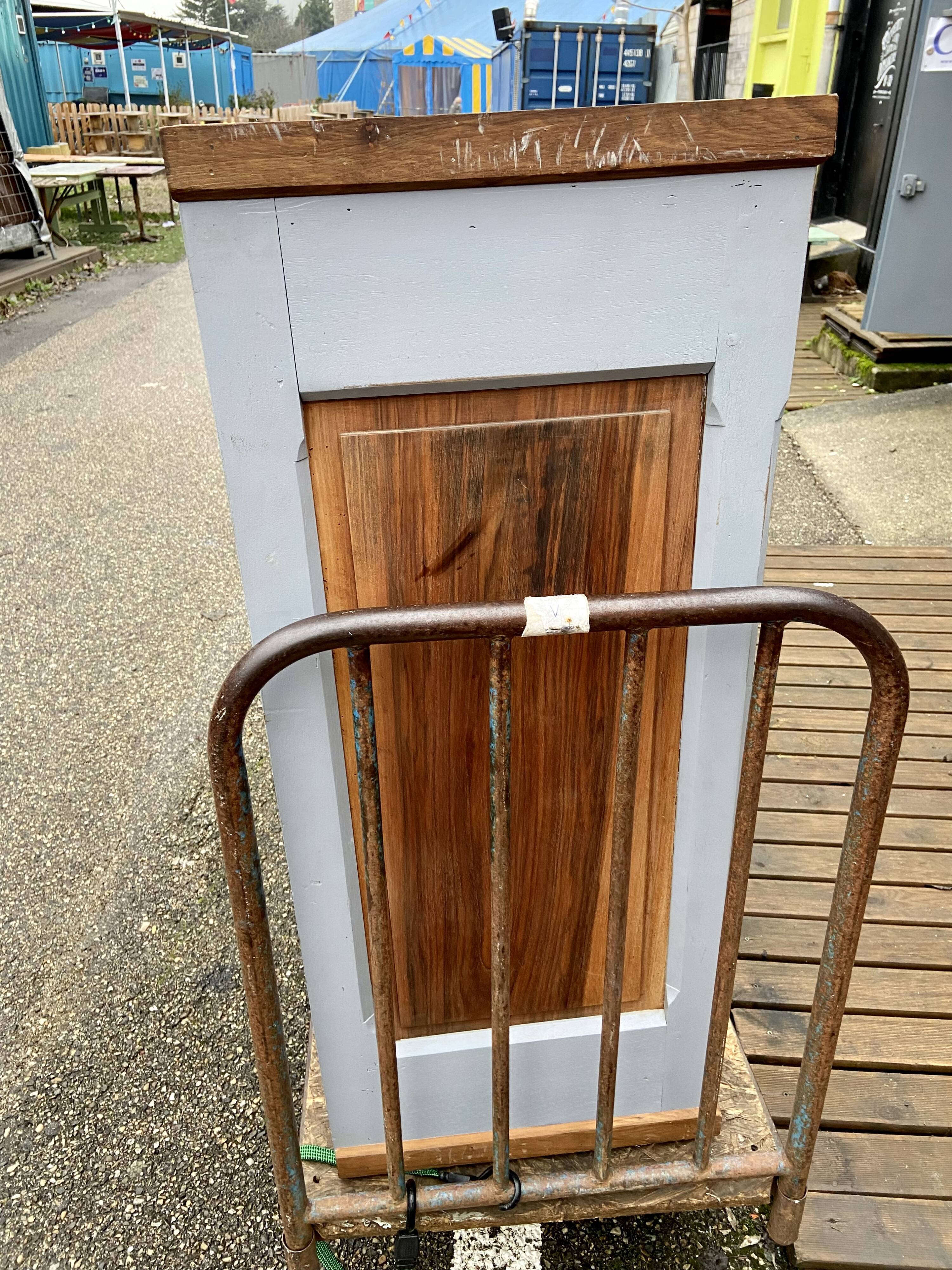 Gray and wood sideboard