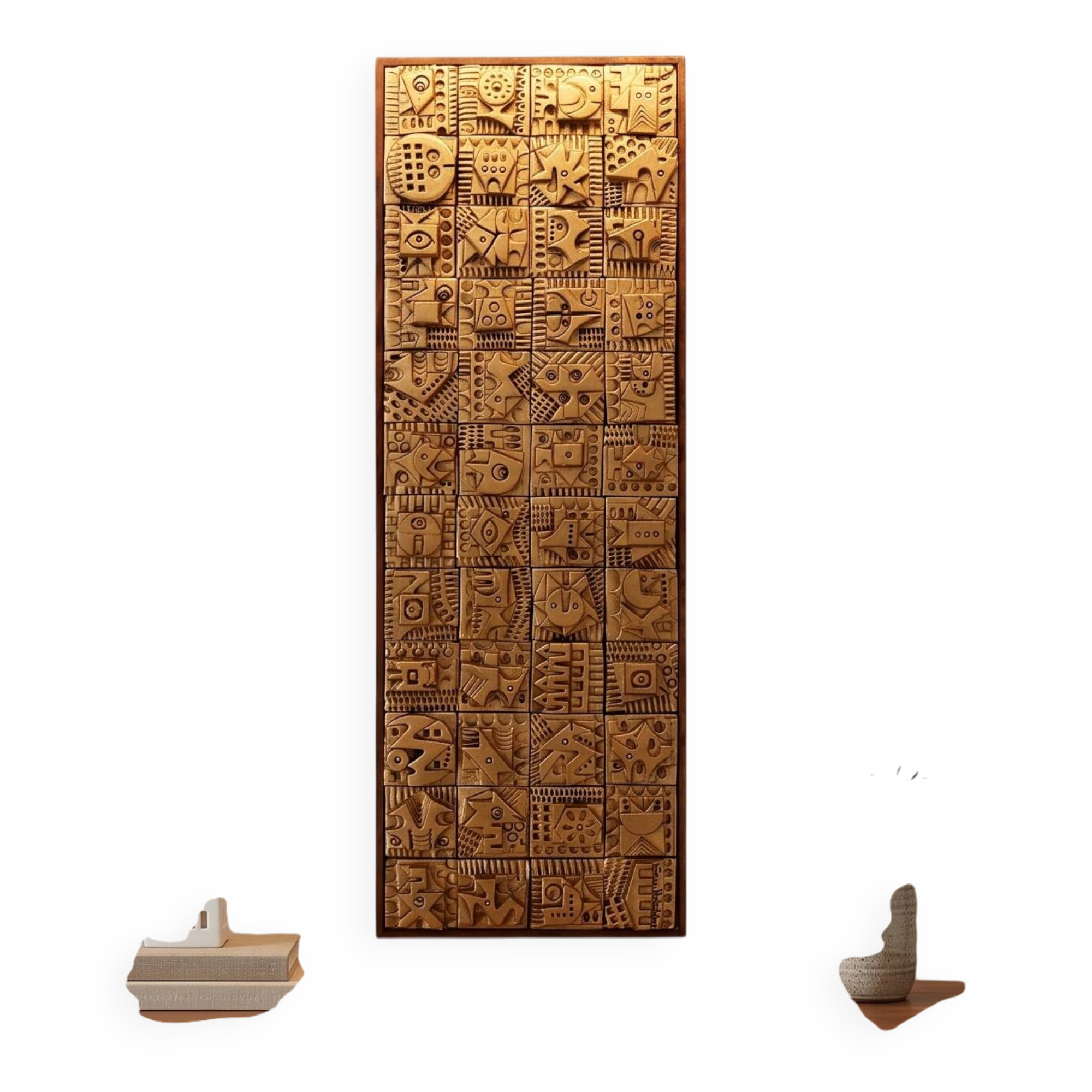 Brutalist Wall Panel in Terracotta by Ron Hitchins – 48 Tiles