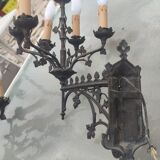 Pair of cathedral sconces of the nineteenth century in bronze with 5 burners