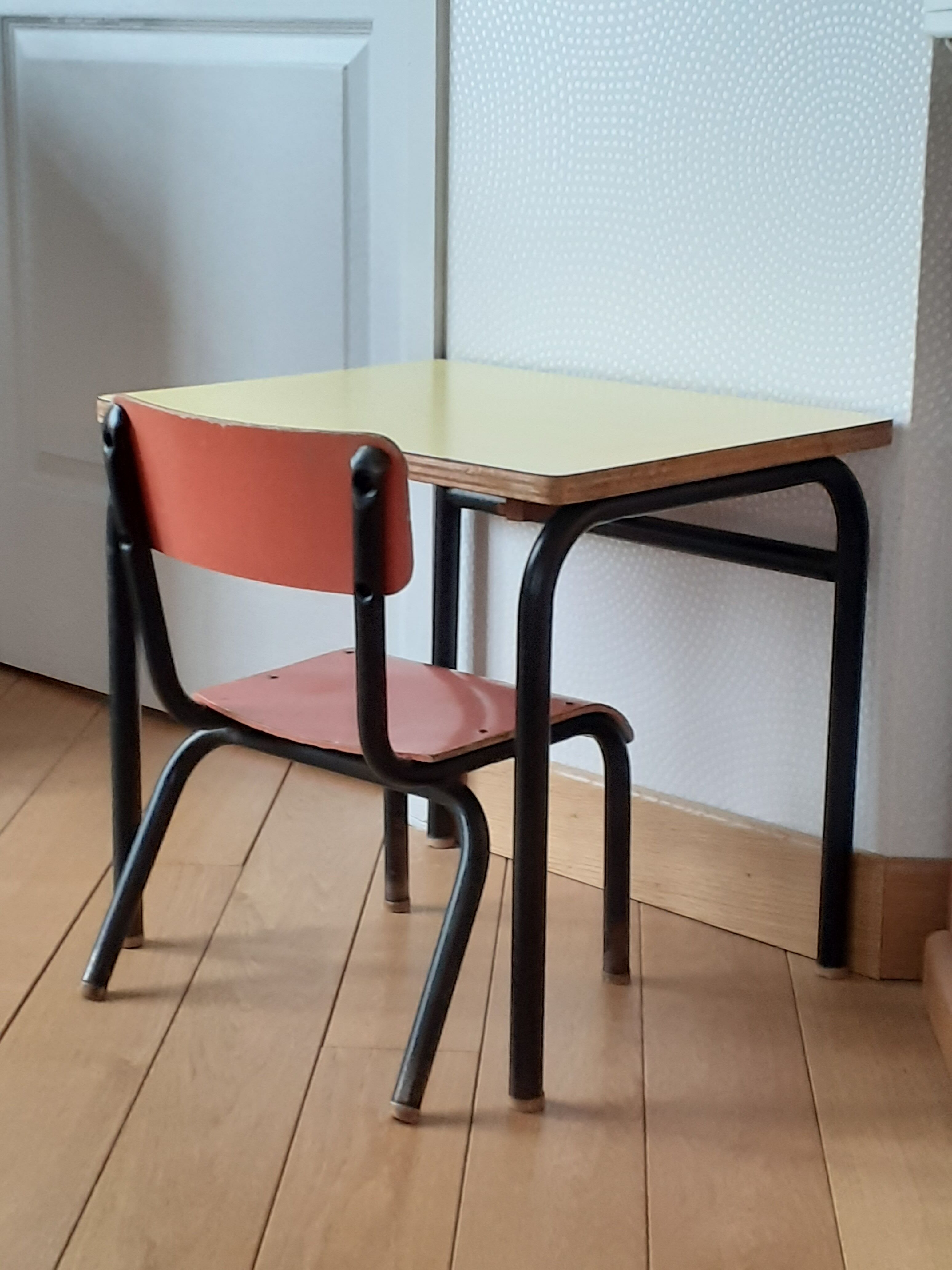 Small vintage school table and its little chair