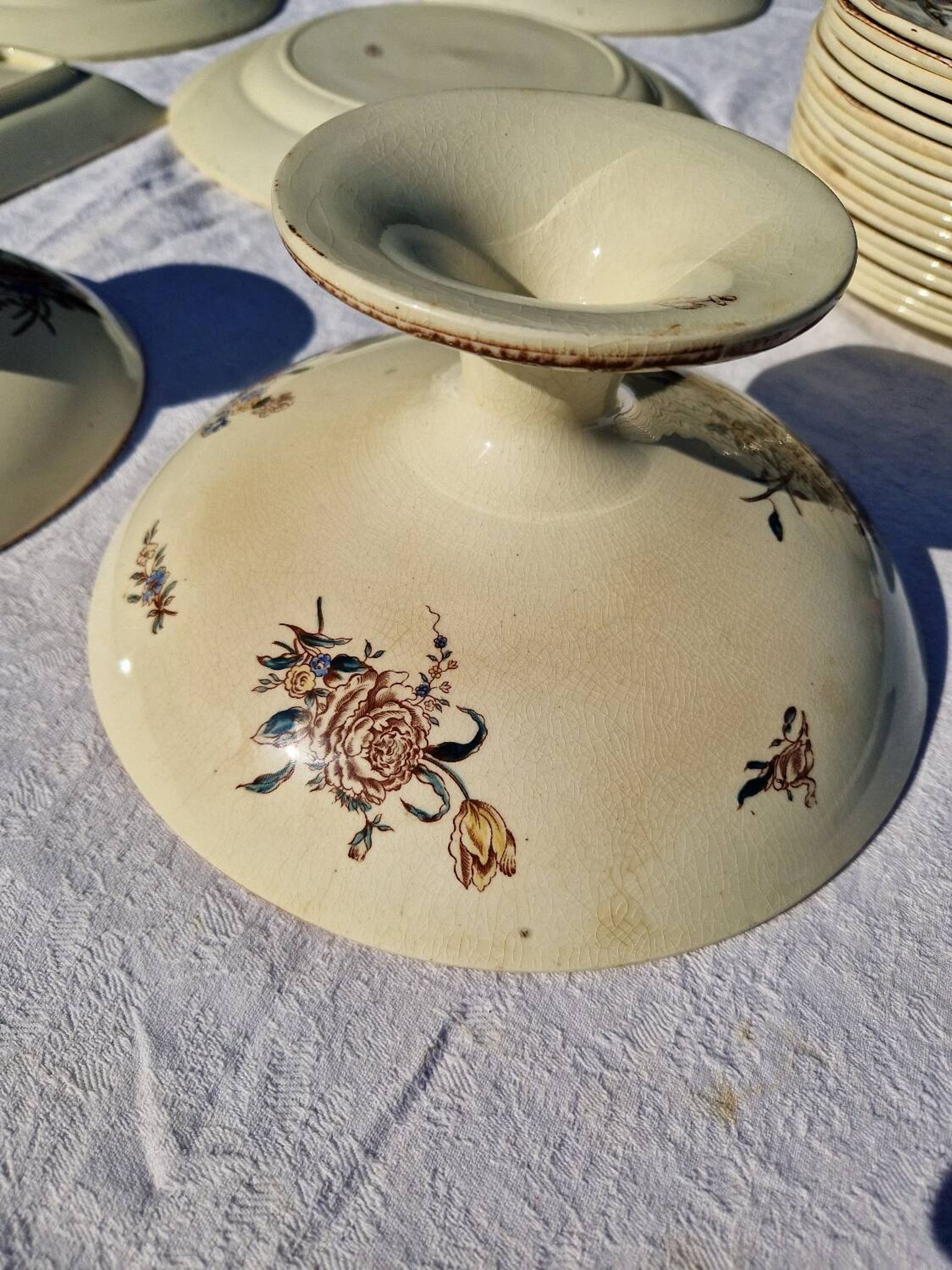 Clairefontaine earthenware plate and fruit bowl set, Saxe model