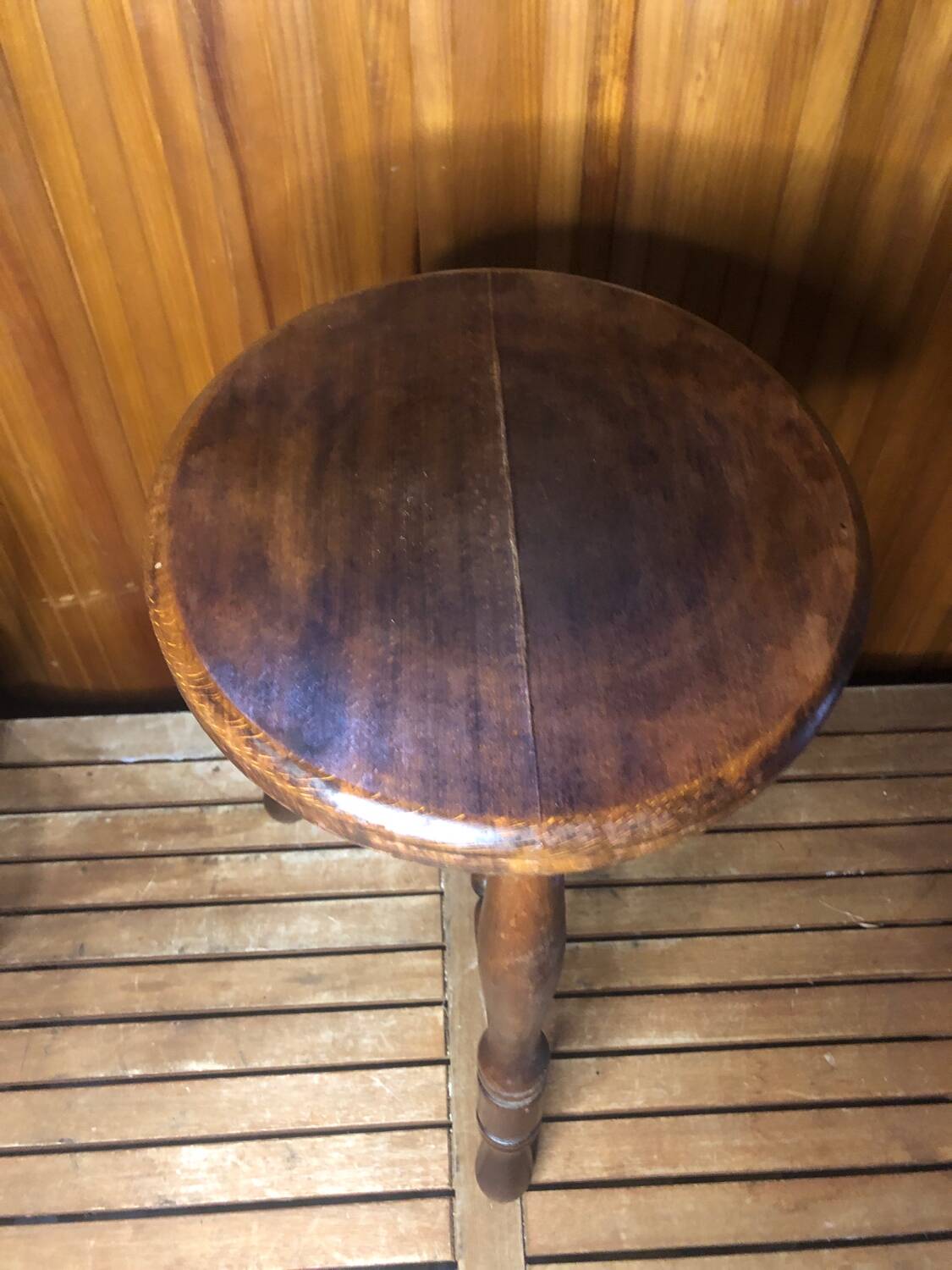 Charles dudouyt style tripod milking stool vintage wood #a582