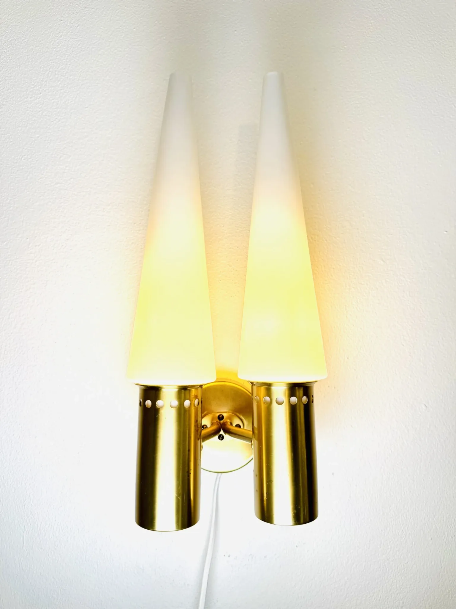 Brass Coloured Double Wall Lamp By Hans-Agne Jakobsson For Markaryd, Sweden, 1960'S