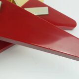 1950s streamline DOOR HANDLES push handles red bakelite and aluminum