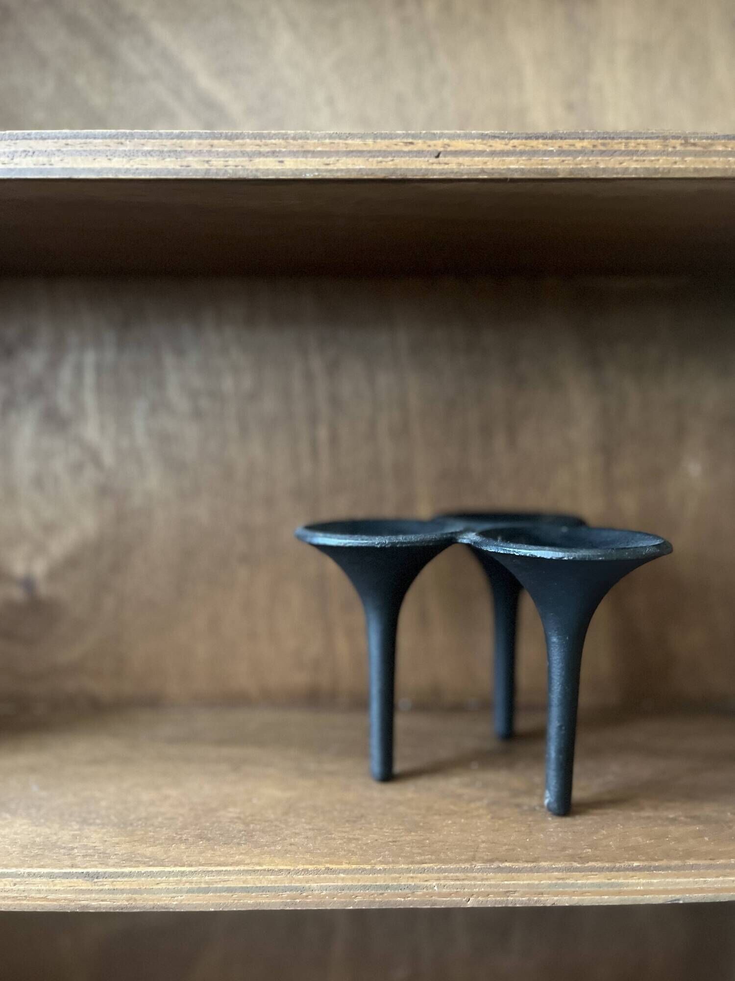Danish cast iron candle holder design Hornblower by Christel & Christel Holmgren, Denmark 1970