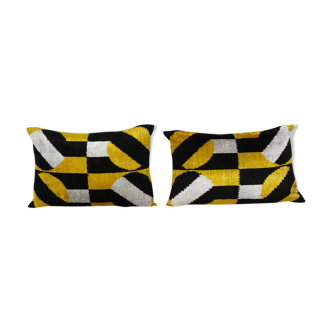 Silk ikat yellow pillowcase