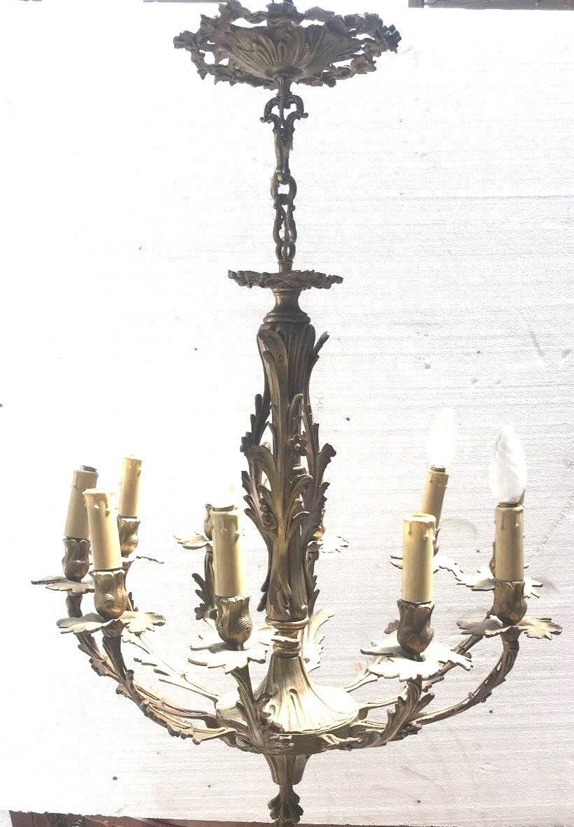 Chandelier style Louis XV solid bronze