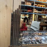 Buffet bas époque Art déco en bois et marbre avec miroir