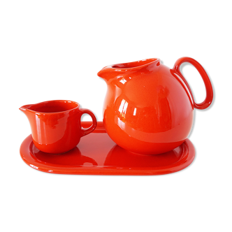 Red ceramic tea set West Germany 1960