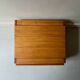Low bedside table, accent table in elm wood, Maison Regain, France 1970.