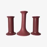 Handmade Vintage Candlestick Holders - Set of 3 Ceramic Candle Holders Colored Pink Design by ODENSE