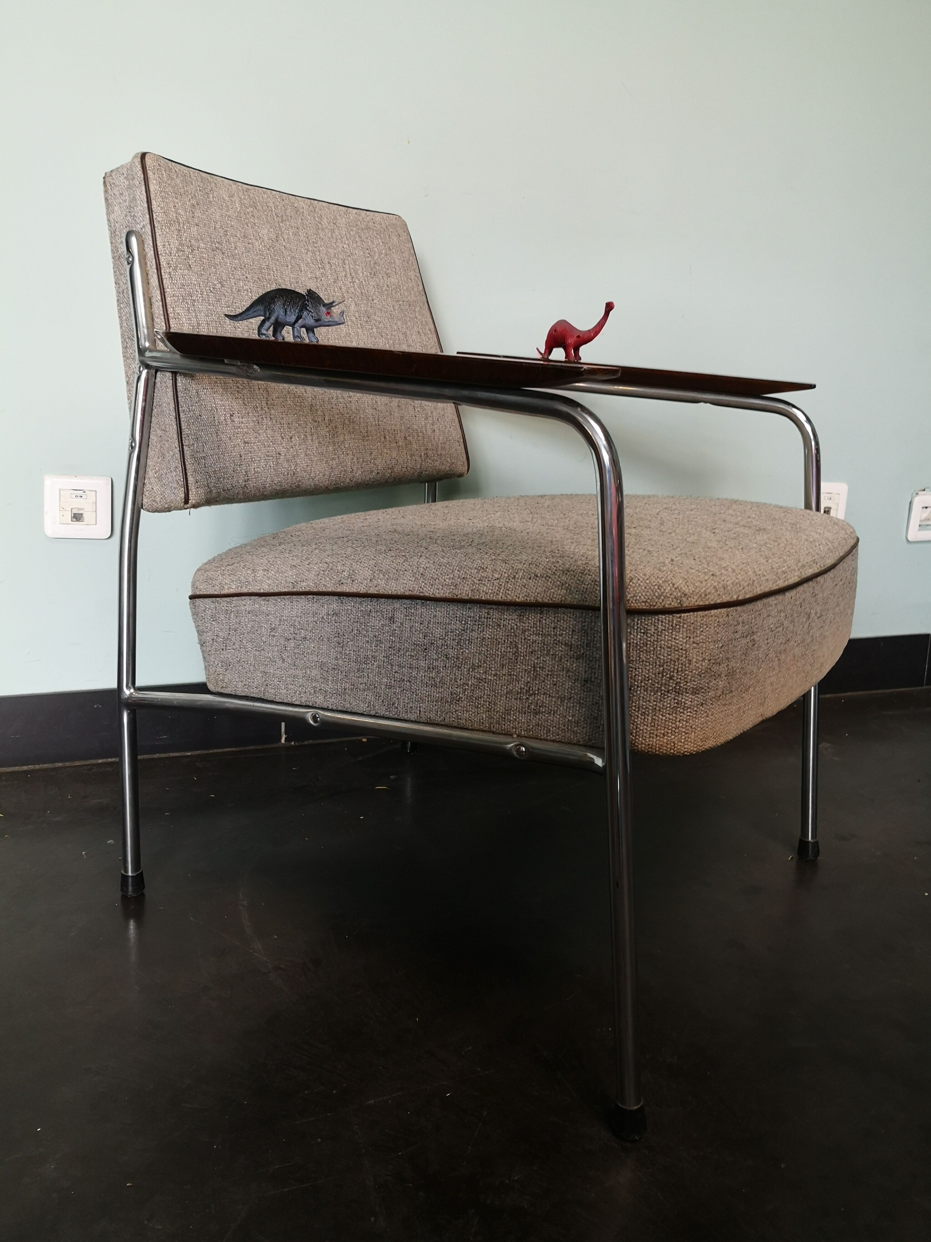 Fauteuil tchèque, 1960, métal, tissu et bois