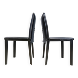 Chaises de salle à manger en cuir noir par Arper Italie, années 1980 - lot de 6